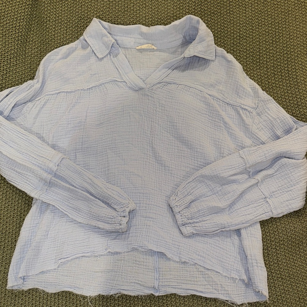Light Blue Long Sleeve Women's Top